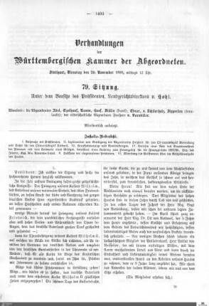 79. Sitzung, Stuttgart, 20.11.1888