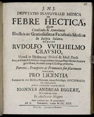 Disputatio Inauguralis Medica De Febre Hectica
