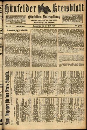 Zweite Ausgabe vom Donnerstag, den 15. Mai 1924.