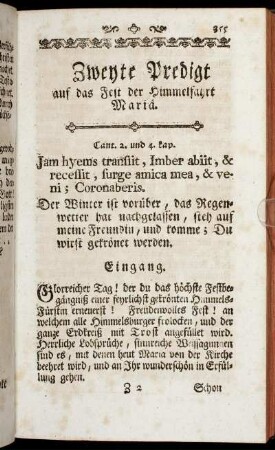Zweyte Predigt auf das Fest der Himmelfahrt Mariä.