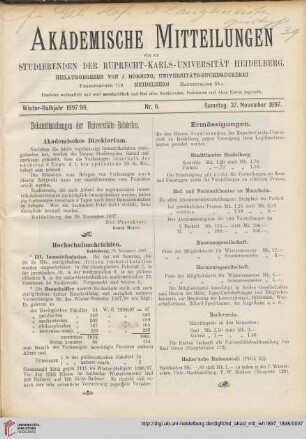 Nr. 6 (27. November 1897)