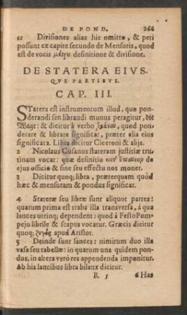 De Statera Eiusque Partibus. Cap. III.