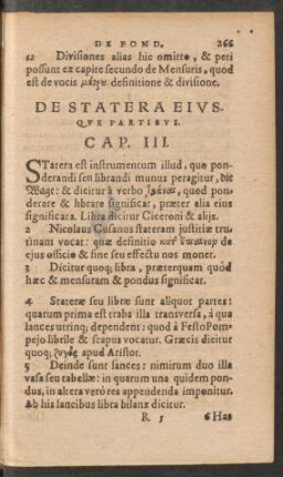 De Statera Eiusque Partibus. Cap. III.