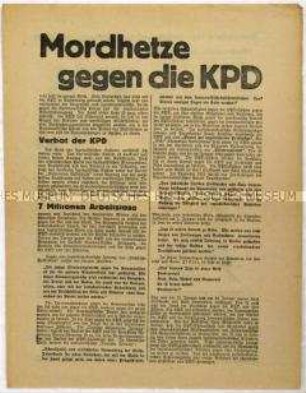 Flugblatt der KPD gegen die SPD