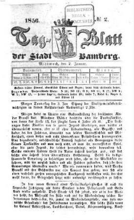 Tag-Blatt der Stadt Bamberg. 1856 = [Jg. 23]