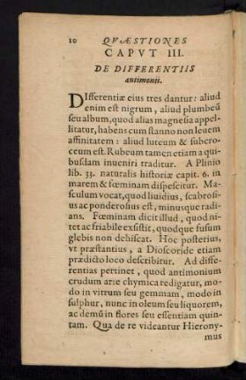 Caput III. De Differentiis antimonii.