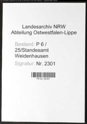Sterberegister Standesamt Weidenhausen