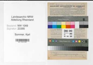Entnazifizierung Karl Sommer , geb. 28.02.1887 (Lehrer)