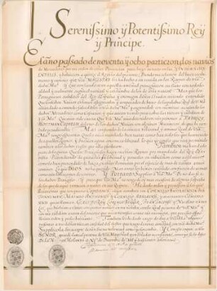 Serenissimo y potentissimo rey y principe