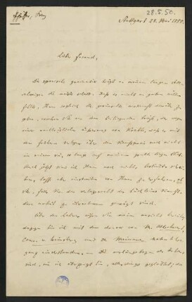 Brief vom 28. Mai 1850