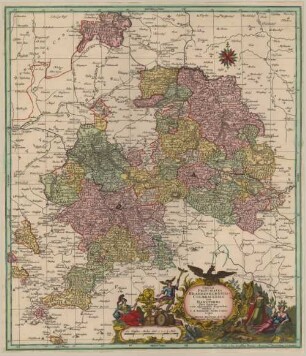 Tabula Principatus Brandenburgico-Culmbacensis sive Baruthini Pars Superior : cum adjacentibus Regionibus ; Cum Gratia et Priv. Serenissimi Principis Marggravii Brandenburg-Culmbacensis