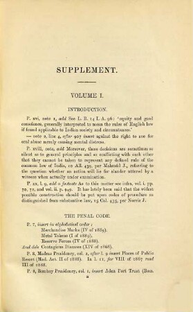 The Anglo-Indian Codes : Edited by Whitley Stokes, Supplement