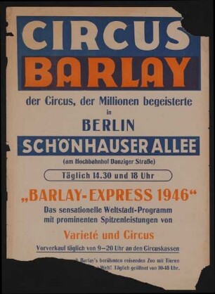 Circus Barlay - Barlay Express, Berlin, 1946