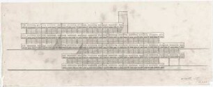Schneider - Esleben, Paul; Erkrath - Hochdahl, Sedentaler Str. 110; Hochdahlhaus - Entwurf: Hochdahlhaus (Ansicht von Westen); Brüstungsvariante