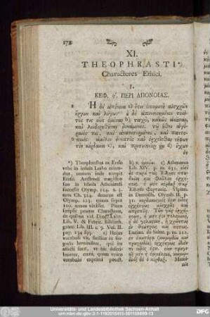 XI. Theophrasti Characteres Ethici.