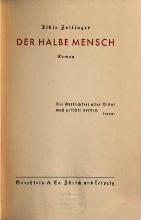 Der halbe Mensch : Roman