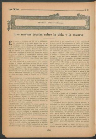 Notas científicas - Las nuevas teorias sobre la vida y la muerte