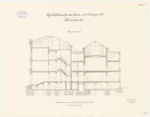 Land- und Amtsgericht, Schweidnitz Geschäftshaus: Längenschnitt 1:100