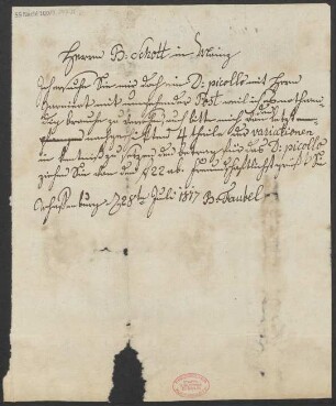 Brief an B. Schott's Söhne : 28.07.1817
