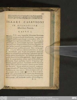Isaaci Casauboni In Evangelium Matthaei Notae.