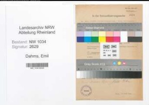 Entnazifizierung Emil Dahms , geb. 23.09.1900 (Techn.Oberinspektor)
