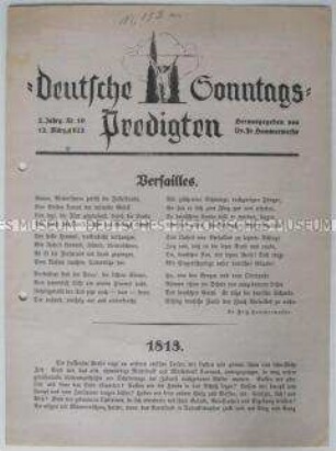 Kirchliches Mitteilungsblatt mit dem Text einer Predigt