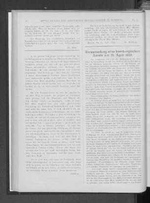Versammlung aller hamburgischen Aerzte am 12. April 1899.