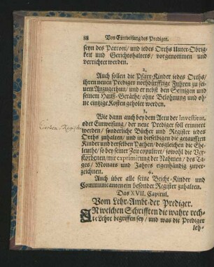 Das XVII. Capitul. Vom Lehr-Ambt der Prediger.
