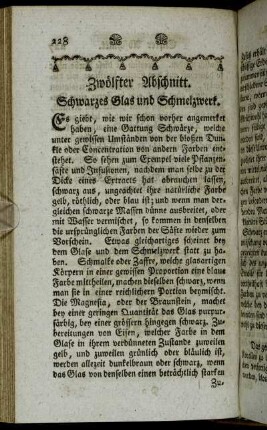 Zwölfter Abschnitt. Schwarzes Glas und Schmelzwerk.