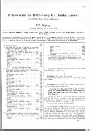162. Sitzung, Stuttgart, 3.4.1909