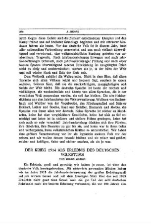 Der Krieg 1914 als Erlebnis des deutschen Volkstums