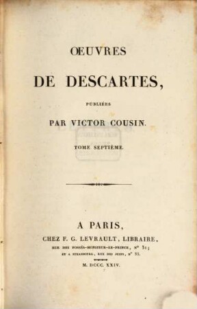 Oeuvres de Descartes, 7