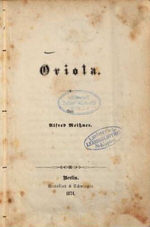 Oriola : Von Alfred Meissner