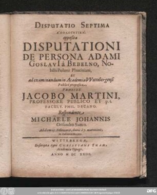 Disputatio Septima
