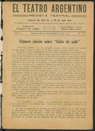 1919000300: Calor de nido : comedia en tres actos y en prosa