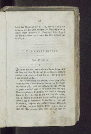 2) Das braune Hedchen. Feen=Mährchen.