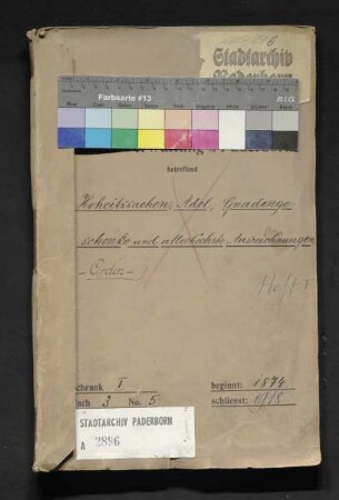 Hoheitssachen, Adel, Gnadengeschenke und allerhöchste Auszeichnungen, Orden