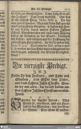 Die vierzigste Predigt
