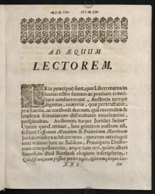 Ad Aequum Lectorem
