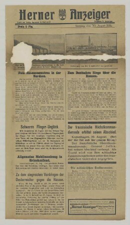 "Zum Zusammenstoss in der Nordsee. Allgemeine Mobilmachung in Griechenland."