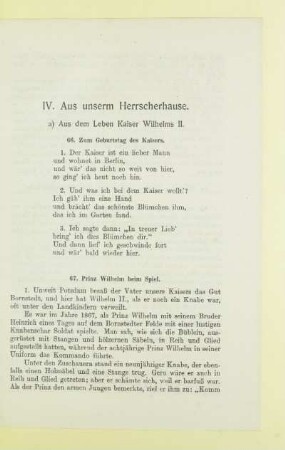 IV. Aus unserm Herrscherhause