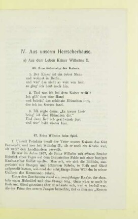 IV. Aus unserm Herrscherhause