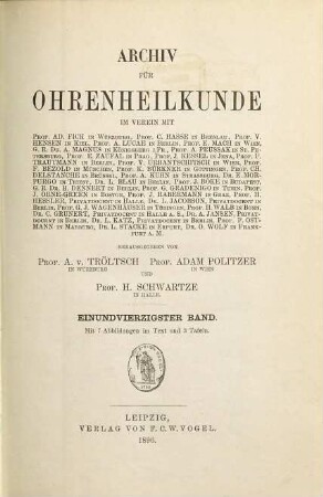 Archiv für Ohrenheilkunde. 41. 1896