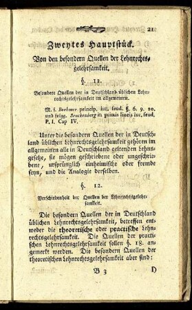 Zweytes Hauptstück. Von den besondern Quellen der Lehnrechtsgelehrsamkeit.