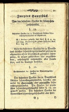Zweytes Hauptstück. Von den besondern Quellen der Lehnrechtsgelehrsamkeit.