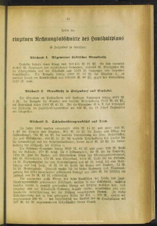 Ueber die einzelnen Rechnungsabschnitte des Haushaltplans ist Folgendes zu berichten