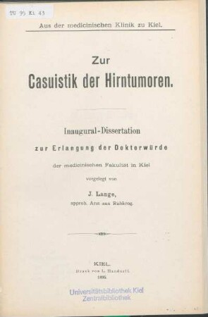 Zur Casuistik der Hirntumoren