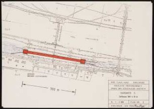 Südschleuse, Mainz-Kostheim Schinkelwettbewerb 1987: Lageplan Variante 5: Schleuse 300 x 12m 1:2000