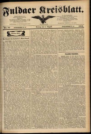 Zweite Ausgabe vom Freitag, den 05. August 1904.