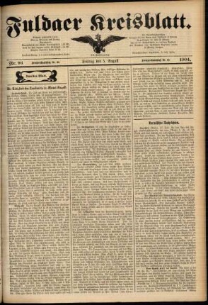 Zweite Ausgabe vom Freitag, den 05. August 1904.